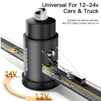 Essager USB C Car Charger 45W 5A Quick Charge 4.0 QC PD 3.0 SCP USB Type C Fast Charging For iPhone14 13 Huawei Samsung Xiaomi