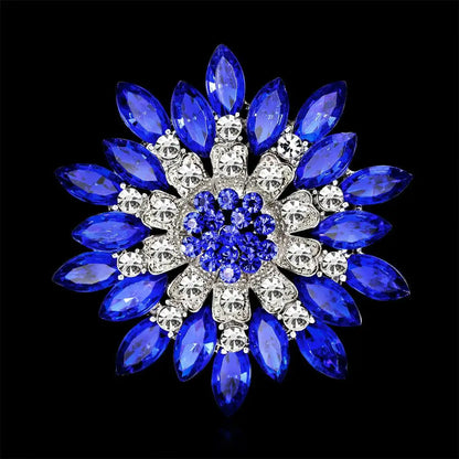 New retro men and women's fashion versatile brooches shiny crystal big flowers rhinestone pin accessories jewelry gifts