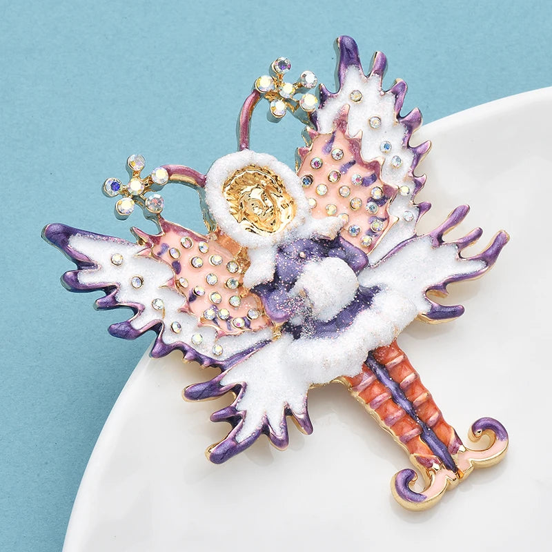 Wuli&baby Vintage Winter Elf Brooches For Women Unisex Lovely Enamel Angel Butterfly-spirits Party Clothes Pins Gifts