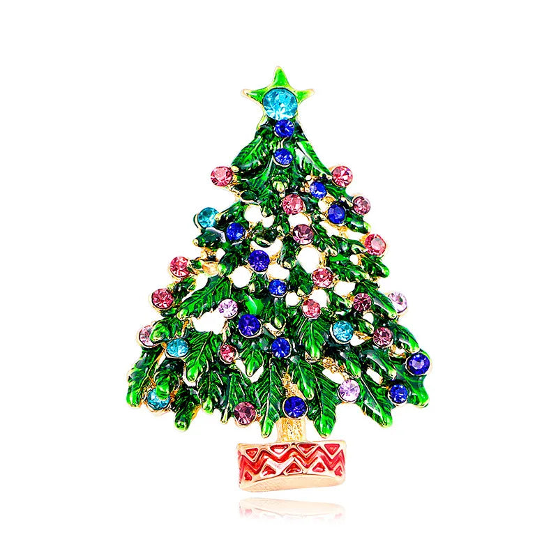 Wuli&baby Green Enamel Tree Brooches Women Men Christmas Tree Party Causal Office Brooch Pins Gifts