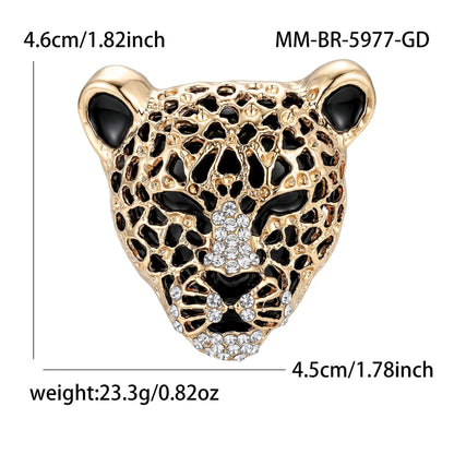 Beaut&Berry Classic Enamel Leopard Head Brooches for Women Unisex Animal Pins Casual Party Jewelry Accessories Gifts Decoration