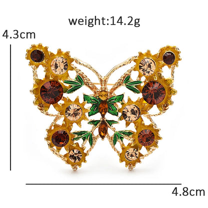 Wuli&baby Vintage Flower Butterfly Brooches For Women Unisex Cut-out Enamel Insects Party Casual Brooch Pins Gifts