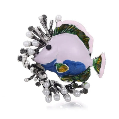 SKEDS Fashion Cute Fish Crystal Enamel Brooch Pin For Women Men Trendy Sea Animal Vintage Brooches Badges Clothes Jewerly Gift