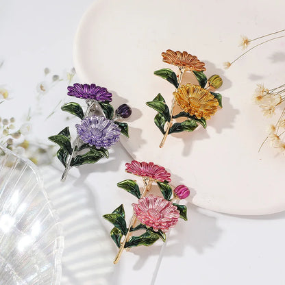 Cross border pastoral style hand-painted fashionable flower brooch for female niche high-end feel pins DIY high-end suit brooch