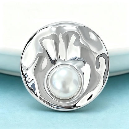 Wuli&baby Pearl Alloy Round Brooches For Women Unisex 2-color Geometric Party Office Brooch Pins Gifts