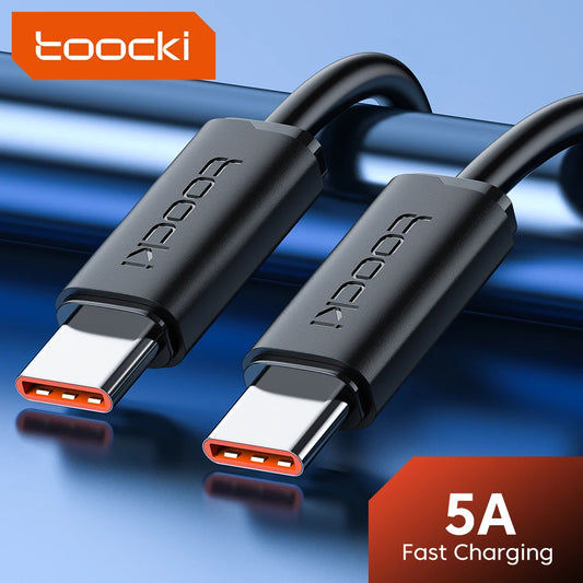 Toocki 1M 100W USB C Cable 5A Type C to Type C Fast Charging Cord Data Wire fo iPhone 17 16 15 Samsung S25 S24 Xiaomi Redmi OPPO