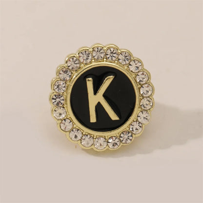 26 English Initials A-Z Brooches Classic Full Around Crystal Golden Alphabet Pins For Women Men Girls Clothes Bag Jewelry Gift