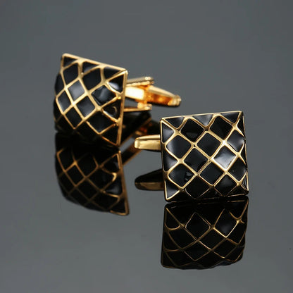 Luxury men's French shirt cufflinks classic square blue and black retro patterns cuff buttons suit accessories jewelry wholesale