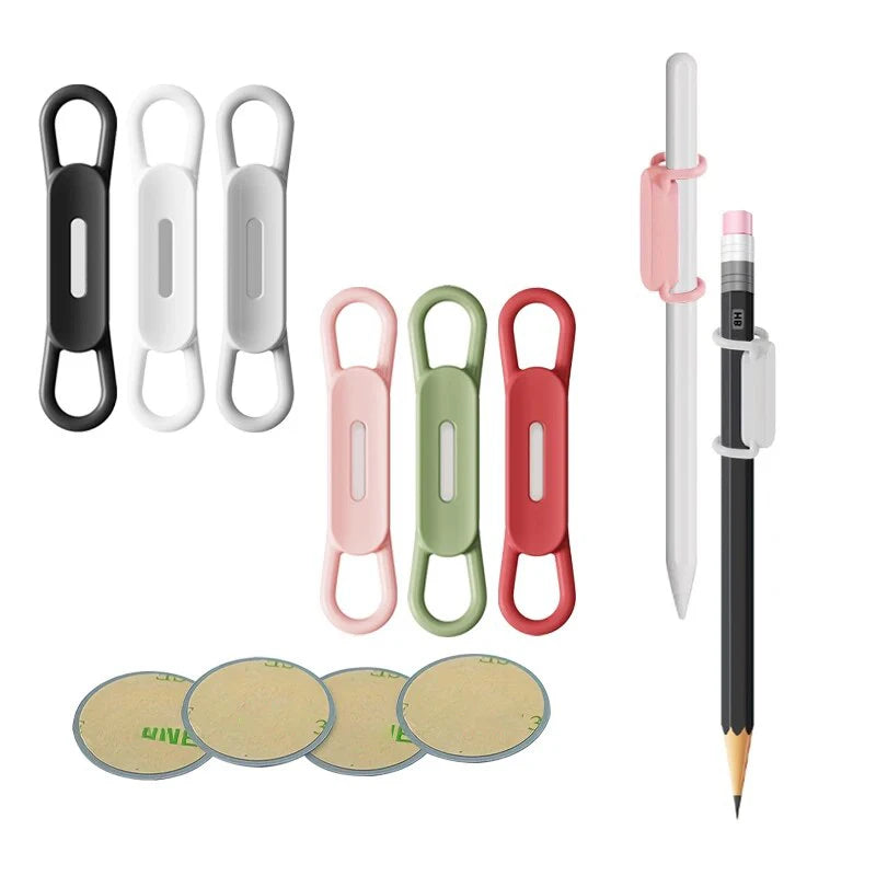 6 Colour Magnetic Pen Holder Office Whiteboard Adhesive Pencil Hooks Adjustable Silicone Magnet Marker Holders for Refrigerator