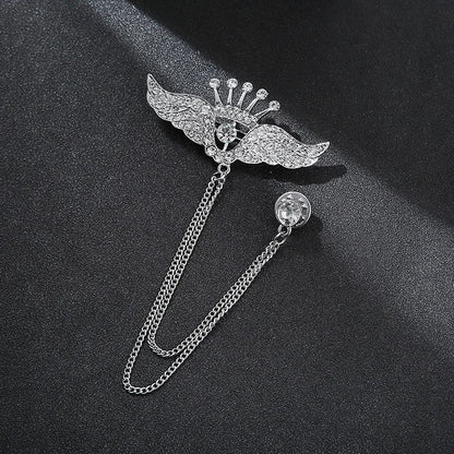 Crown Chain Brooch Vintage Tassel Crystal Brooch Temperament Rhinestone Lapel For Women Dress Mens Shirt Suit Set Collar Jewelry
