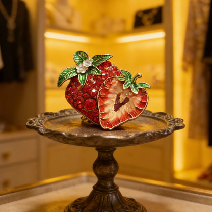 SKEDS 2026 Spring New Design Red Strawberry Brooch Luxury Jewelry Women's High-End Exquisite Pin Fresh Fruit Series Badges