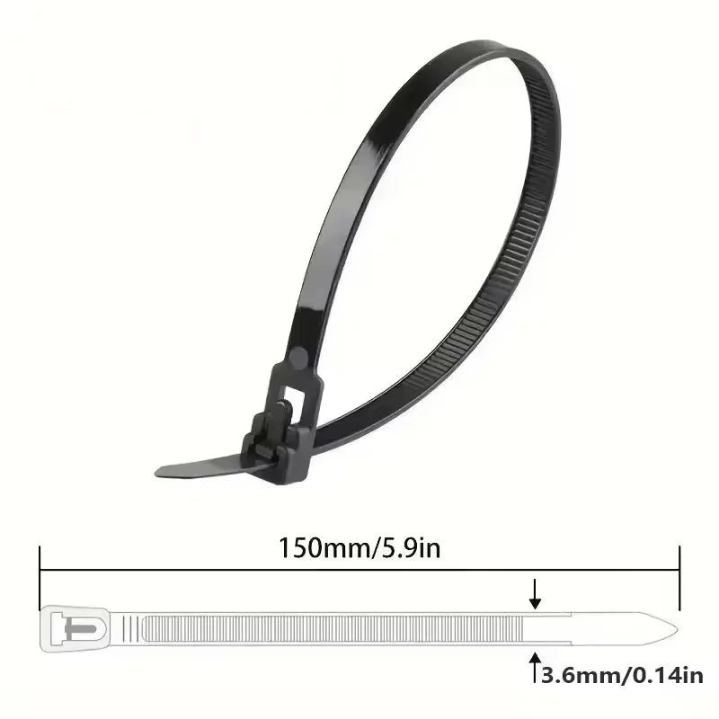 10Pcs Reusable Cable Ties Cable Lock Loop Nylon Ties Removable Recyclable Mixed Colours Black White Cable Ties