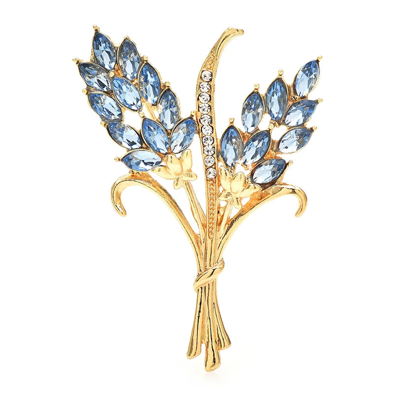 Wuli&baby Crystal Wheats Flower Brooches Pins For Women Unisex 4-color Tasty Grain Plants Office Party Brooch Pins Gifts