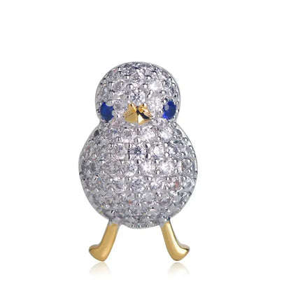 Amazing Price Little Blue Eyes Chick Shape Brooches Copper Zircon Brooch For Women Girls Collar Suit Pin Dress Sca