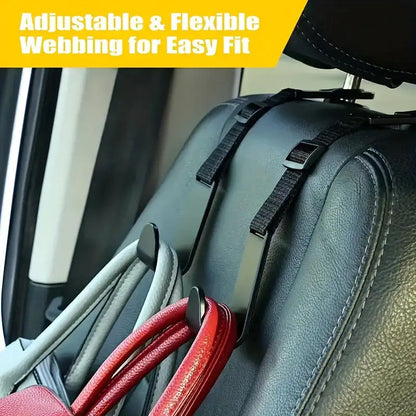 4Pcs Car Hook For Car Rear Seat Back Hooks Headrest Hanger Clip Universal Adjustable Holder Storage Car Interior Accessories