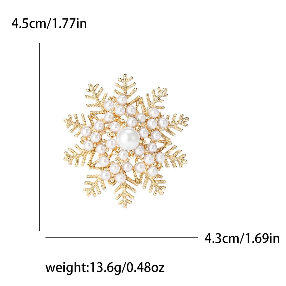 Christmas Rhinestone Snowflake Brooches for Women Unisex Pearl Ice Crystal Pins Office Party Friend Gifts Jewelry Accessories