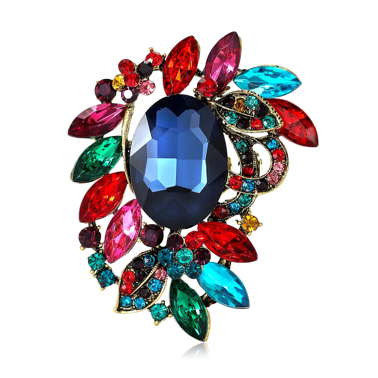 Beaut&Berry Luxury Crystal Glass Brooches for Women Rhinestone Pins Friends Party Gifts Banquet Jewellery Accessories