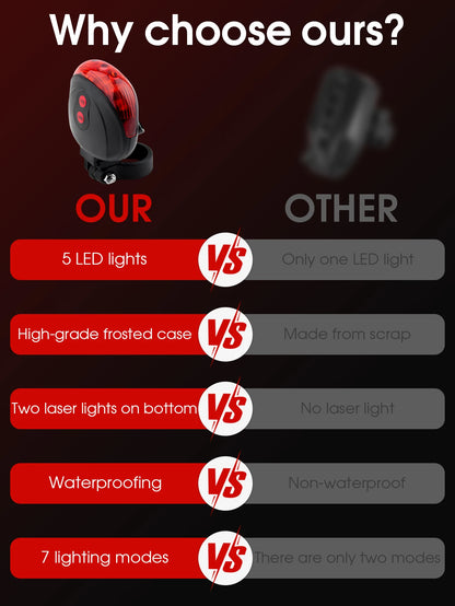 Bicycle Bike LED Lights Waterproof Cycling Taillight Safety Warning Taillight MTB Bike Rear Tail Lights 2 Lasers 5 LED