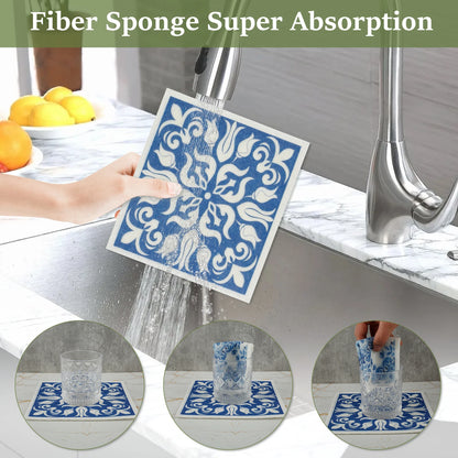 6/12Pcs Swedish Dishcloths Reusable Kitchen Dish Towels Absorbent Dish Rags Biodegradable Soft Cellulose Sponge Washing Cloths