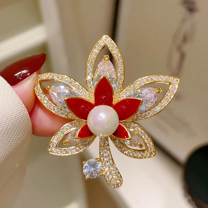 1pc Chic Maple Leaf Brooch with Shiny Rhinestones, Coconut Tree Plant Pin Jewelry Accessories - Great for Personal or Gift Use