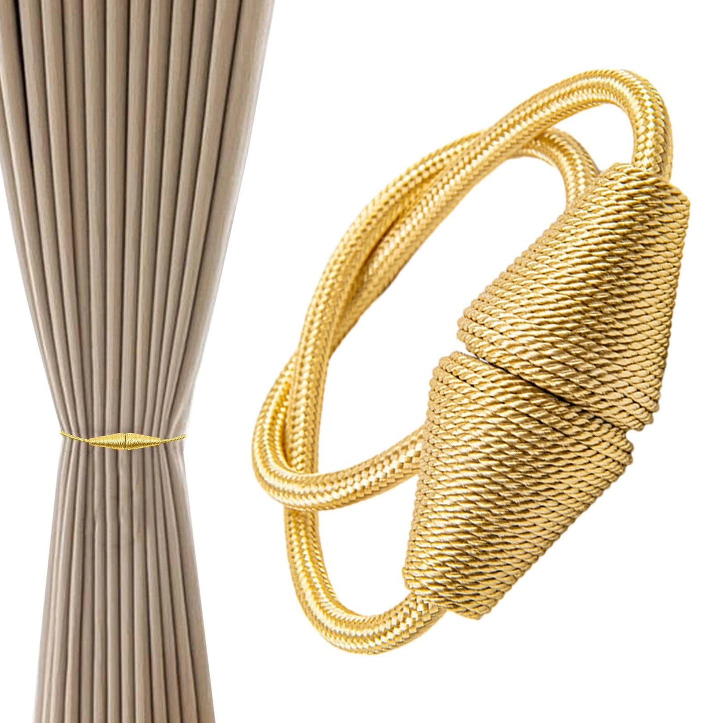 2pcs European style conical shaped strong magnetic curtain tiebacks for thin or heavy curtains, suitable for home, living room