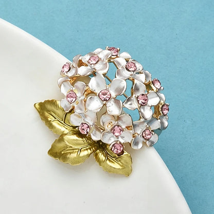 Wuli&baby Hydrangea Flower Brooches For Women Unisex 2-color Enamel Beautiful Plants Party Office Brooch Pins Gifts