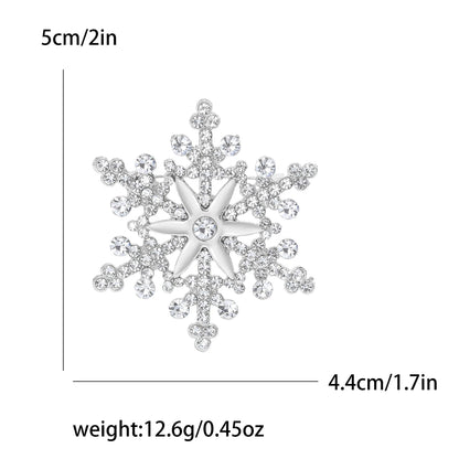 Christmas Rhinestone Snowflake Brooches for Women Unisex Pearl Ice Crystal Pins Office Party Friend Gifts Jewelry Accessories