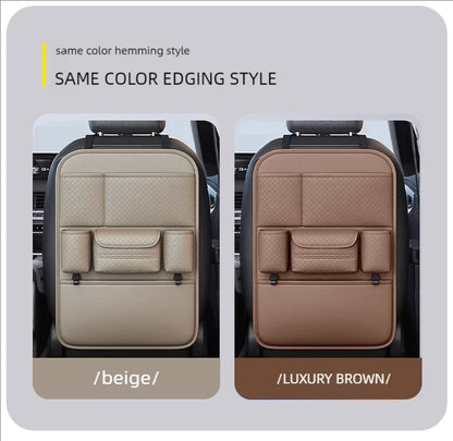 Multi-functional Car Seat Back Organizer High-Capacity Multi-Pocket Backseat Storage Bag Wear-Resistant Anti Kick Mat