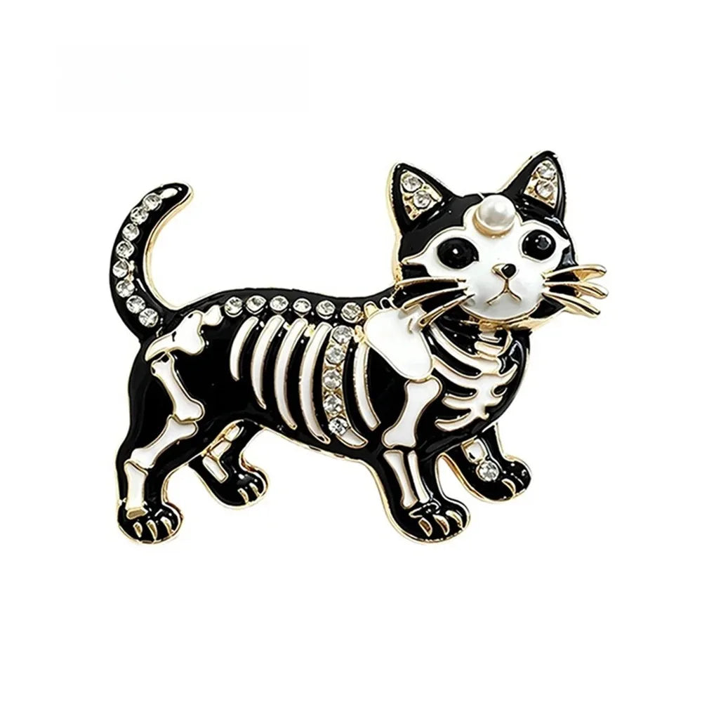 Halloween Sugar Skull Enamel Brooch Gothic Skeleton Pin Pumpkin Ghost Cat Badge for Coat Bag Day of The Dead Jewelry Party Gift
