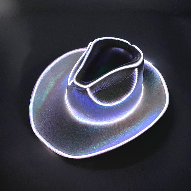 LED Glowing Cowgirl boy Hat Neon Luminous Bride Hat For Holiday Light Up Supplies Fluorescent Party Props Bachelorette Party Hat