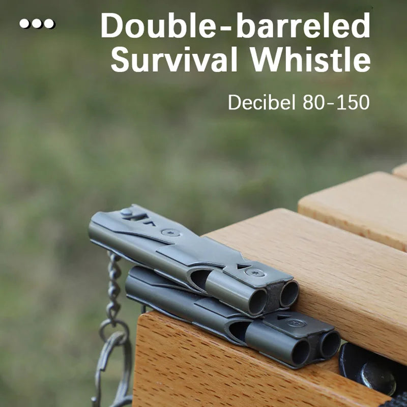Survival Whistle Double Tube Bursting Sound Whistle Outdoor SOS Whistle Stainless Steel High Frequency Earthquake Rescue Whistle