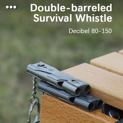 Survival Whistle Double Tube Bursting Sound Whistle Outdoor SOS Whistle Stainless Steel High Frequency Earthquake Rescue Whistle