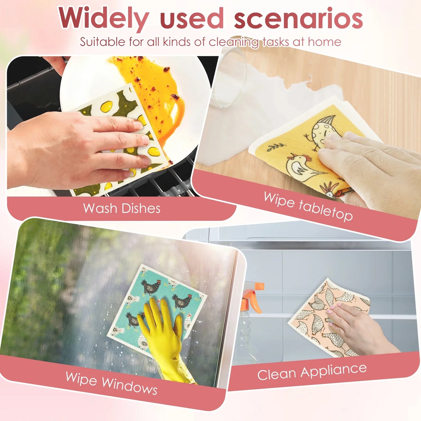 12Pcs Kitchen Dish Towels Nonwoven High Absorbency Swedish Dishcloths Thickened Cleaning Cloth for Home Washing Dishes Cleaning
