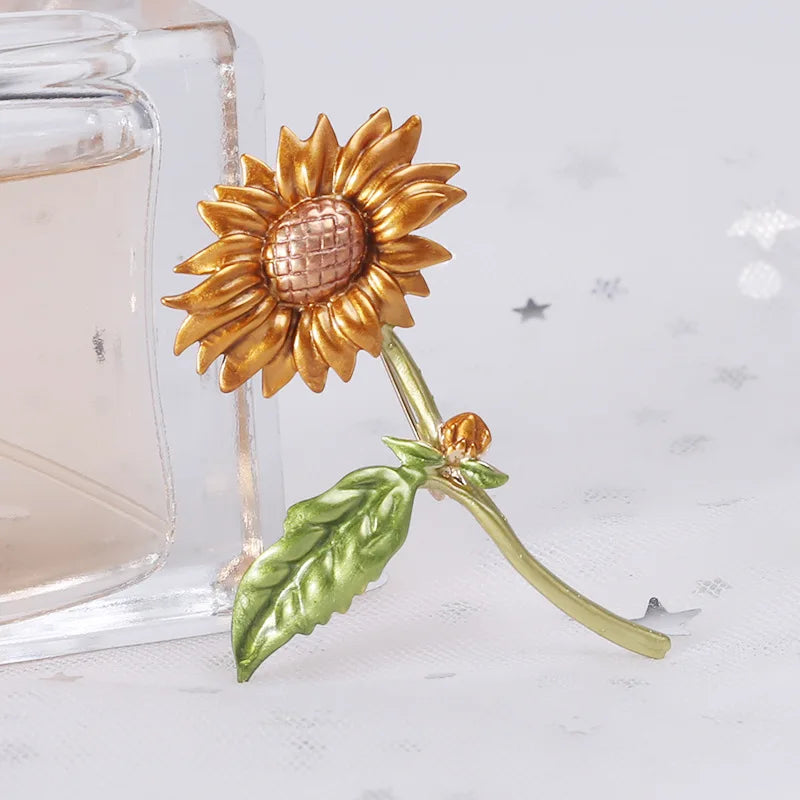 New Enamel Tulip Chrysanthemum Rose Sunflower Flower Brooch for Women Elegant Fashion Classic Flower Weddings Party Brooch Pins
