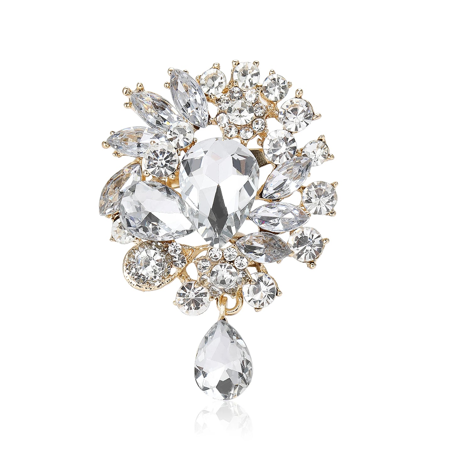 Beaut&Berry Vintage Crystal Glass Brooches for Women Unisex Rhinestone Pins Friends Party Gifts Banquet Jewellery Accessories