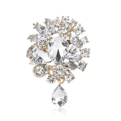 Beaut&Berry Vintage Crystal Glass Brooches for Women Unisex Rhinestone Pins Friends Party Gifts Banquet Jewellery Accessories