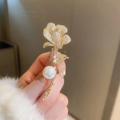Exquisite Pearl Sunflower Brooches Lapel Pin Lady Rhinestone Flower Brooches Corsage Coat Wedding Jewelry for Women