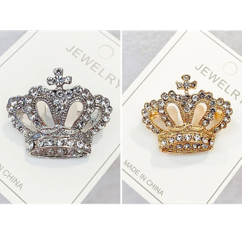 Fashion Crown Brooch For Women Vintage Zircon Crystal Luxurious Jewelry Girl Princess Gift