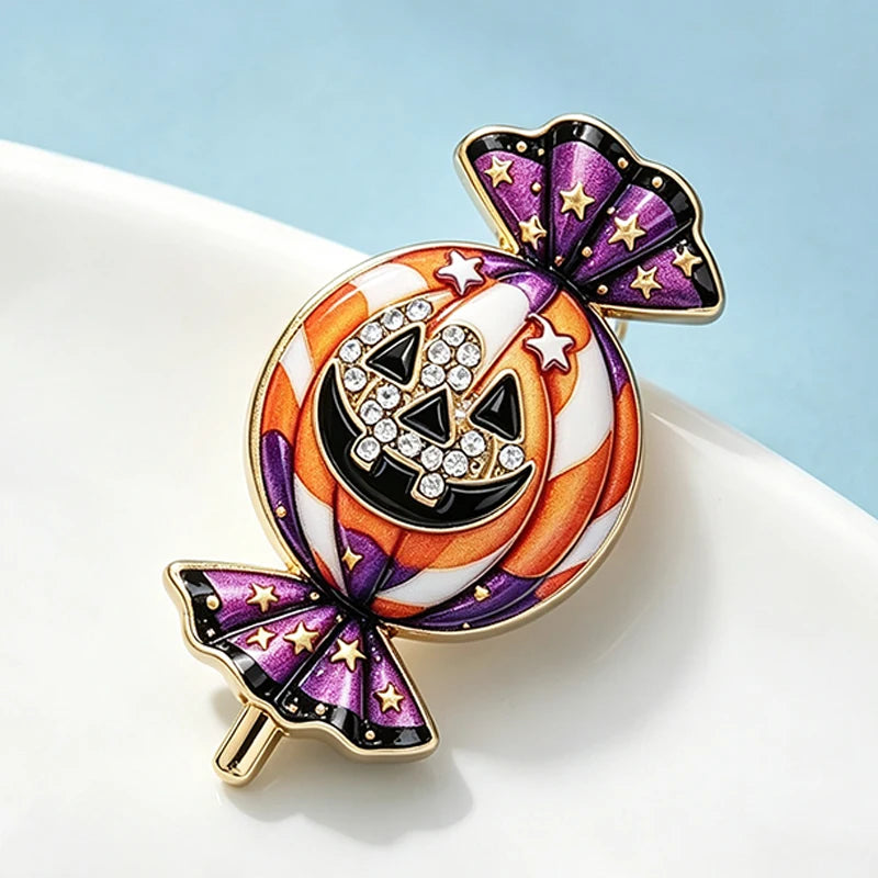 Wuli&baby Lovely Candy Pumpkin Brooches For Women Unisex All Saints Day Halloween Casual Party Brooch Pin Gifts
