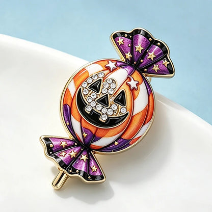 Wuli&baby Lovely Candy Pumpkin Brooches For Women Unisex All Saints Day Halloween Casual Party Brooch Pin Gifts