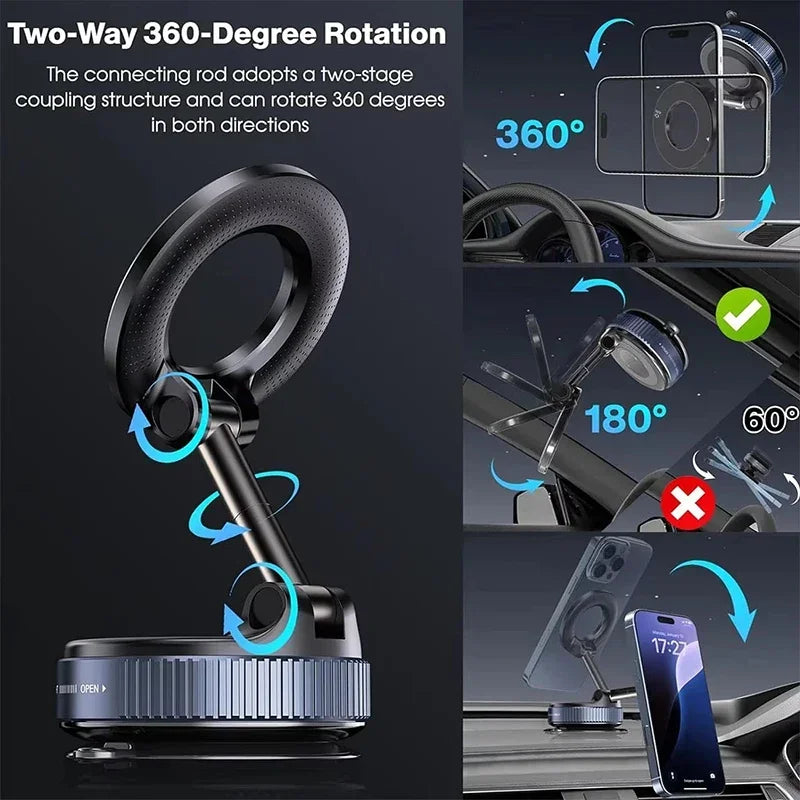 Vacuum Magnet Car Bracket Upgraded Version Multi-angles Adjustment Strong Magnetic Suck Foldable Car Navigation Phone Holder