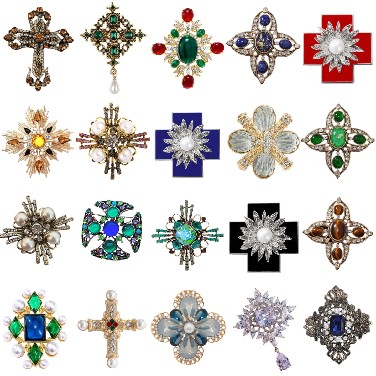 Baroque-Style Luxury Vintage Cross Brooch for Men and Women, Jewelry, Fashion Accessories, Wedding and Party Gifts