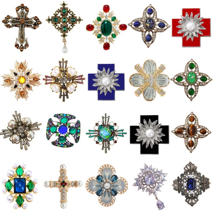 Baroque-Style Luxury Vintage Cross Brooch for Men and Women, Jewelry, Fashion Accessories, Wedding and Party Gifts