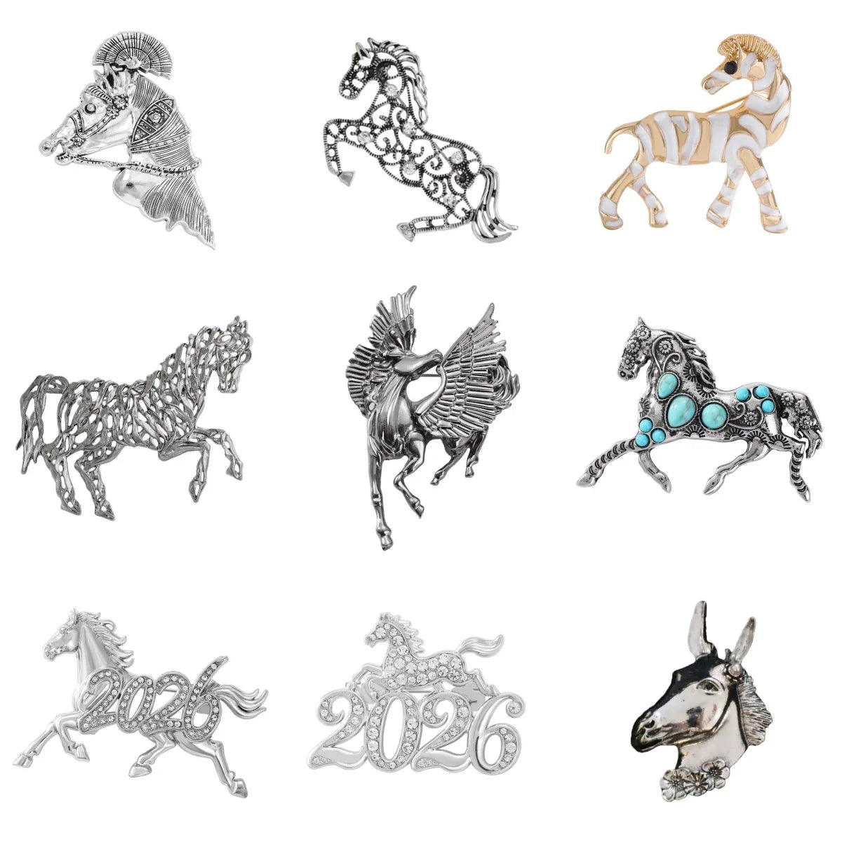 SKEDS Zodiac Horse Year Series Brooch High-End Luxury Chinese Style 2026 Birth Year Accessory Exquisite Animal Pin Gift
