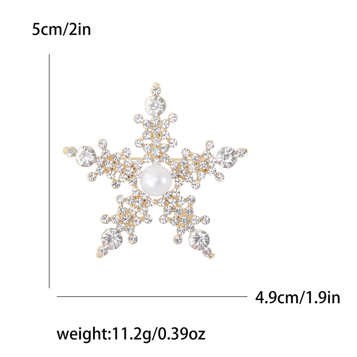 Christmas Rhinestone Snowflake Brooches for Women Unisex Pearl Flower Pins Office Party Friend Gifts Jewelry Accessories