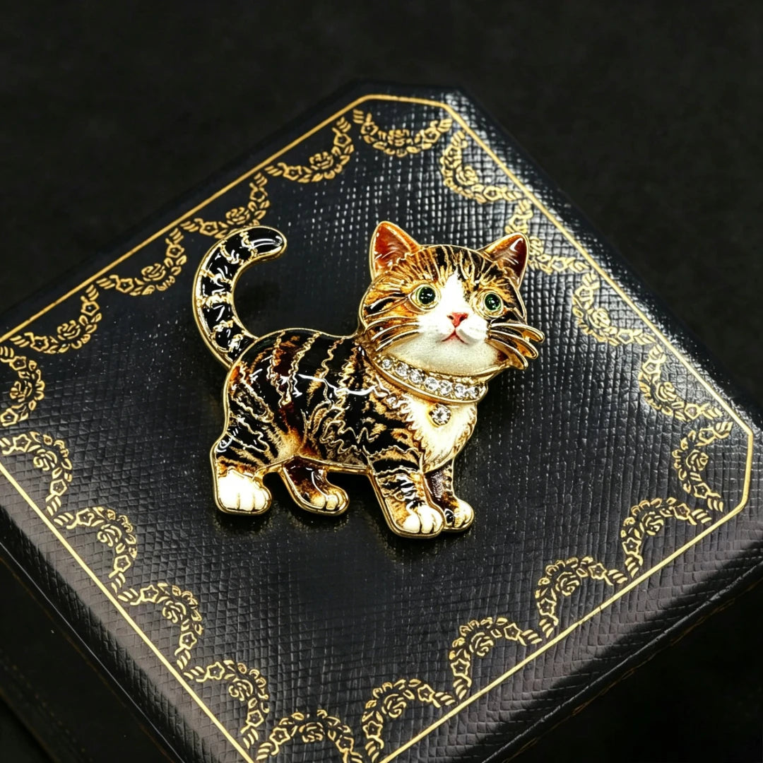 Baroque Luxury Cartoon Cat Animal Design Brooches for Men and Women, Jewelry, Fashion Accessories, Wedding, Holiday, Party Gifts