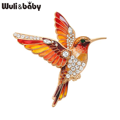 Wuli&baby Lovely Hummingbird Brooches Pins For Women Unisex 5-color Beautiful Rhinestone Bird Animal Party Casual Brooch Gifts