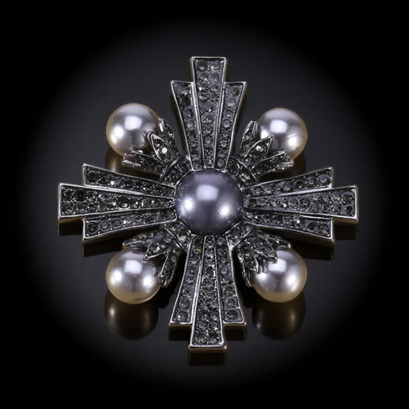 Baroque Luxury Beautiful Cross Design Brooch for Men and Women, Jewelry Accessories,Wedding,Holiday,Party,Couple's Surprise Gift