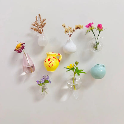 Small Fridge Magnet Decoration Mini Ceramic Vase Micro Landscape Ornament fridge cute magnets place flower arrangements