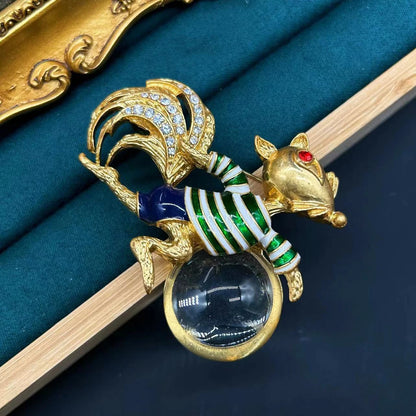 Women Men Medieval Palace Style Classic Heavy Industry Rhinestone Brooches Badges Retro Baroque Rabbit Duck Crystal Unisex Pins